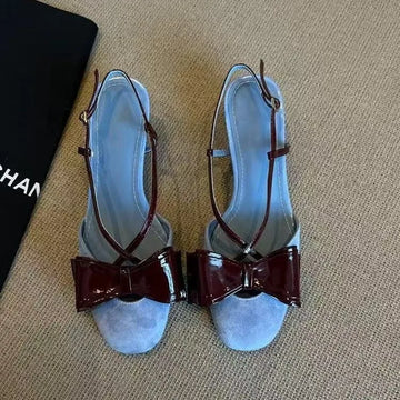 Xajzpa New Women's High Heel Ladies Summer Sandals Beige Patent Leather Office Work Stiletto Footwear Luxury Bow Party Prom Women Shoes